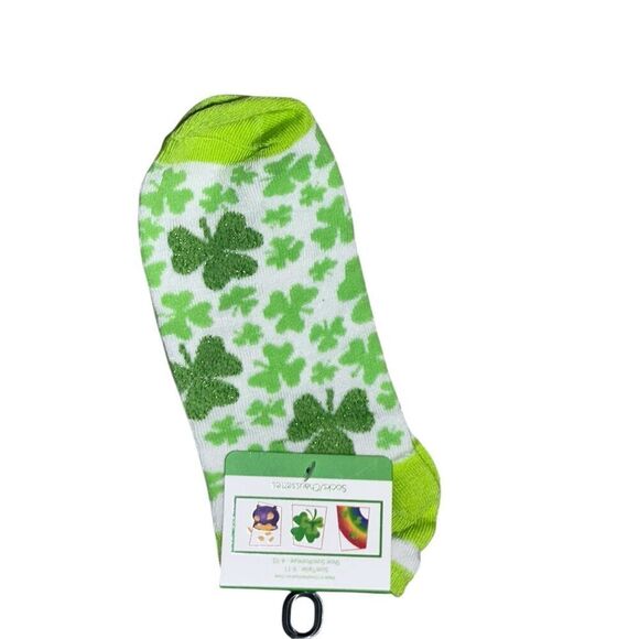 NEW WITH TAGS Shamrock Socks St Patricks Day Green Clover size 9-11 - Picture 1 of 3